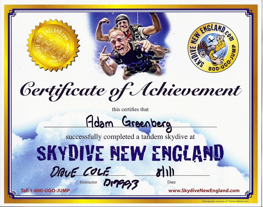 Skydiving Certificate