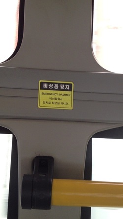 Emergency Window Hammers on buses in Gwangju, South Korea