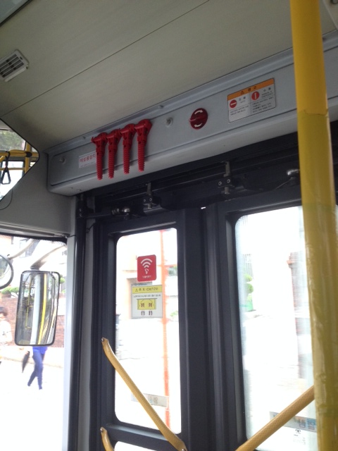 Emergency Window Hammers on buses in Gwangju, South Korea